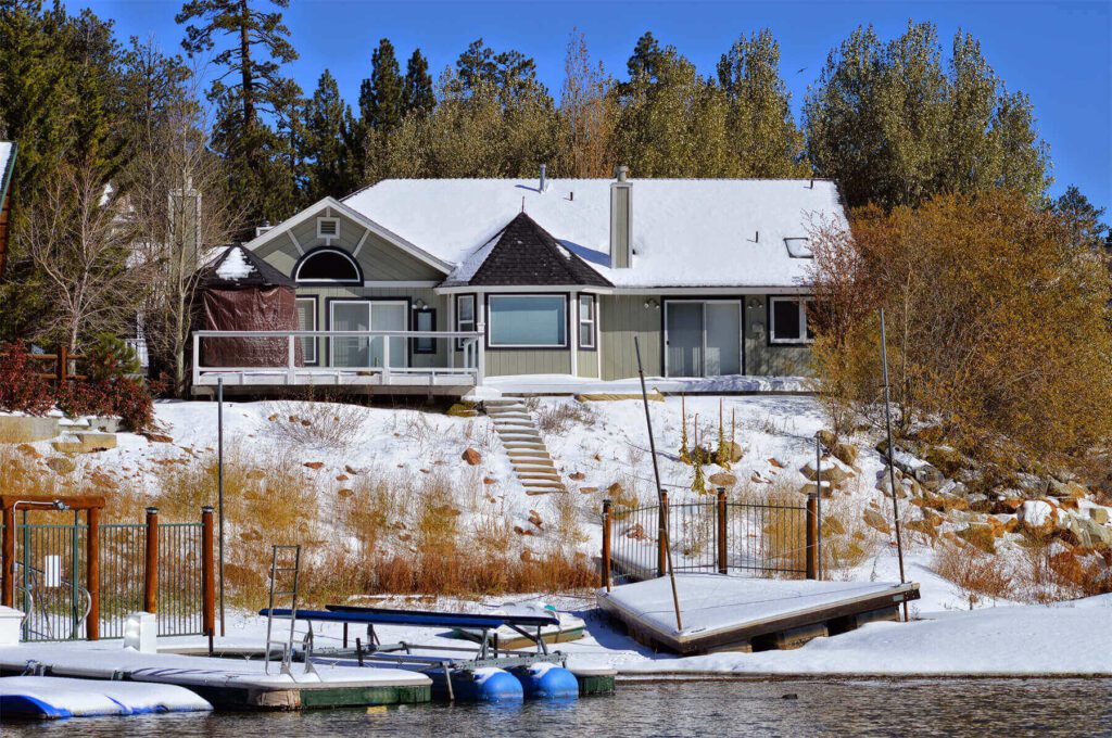 Lake house during the winter