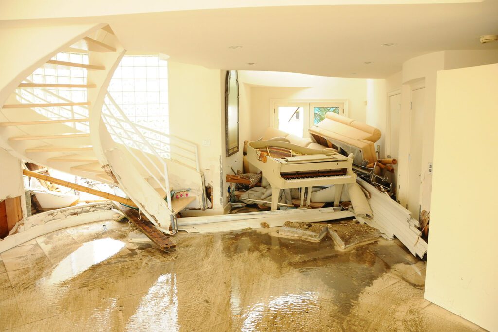 Inside of a house destroyed 