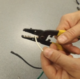 Cut and strip the Black, White and Green wires at the end of the power cord