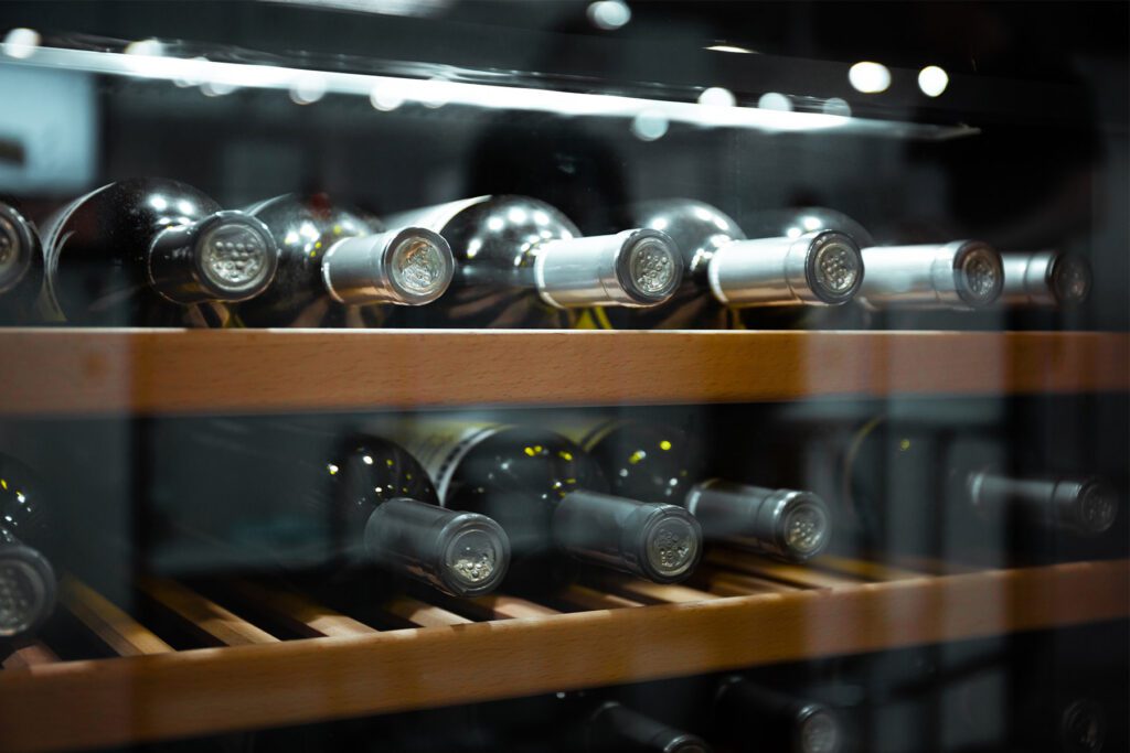 Wine bottles stored in fridge 