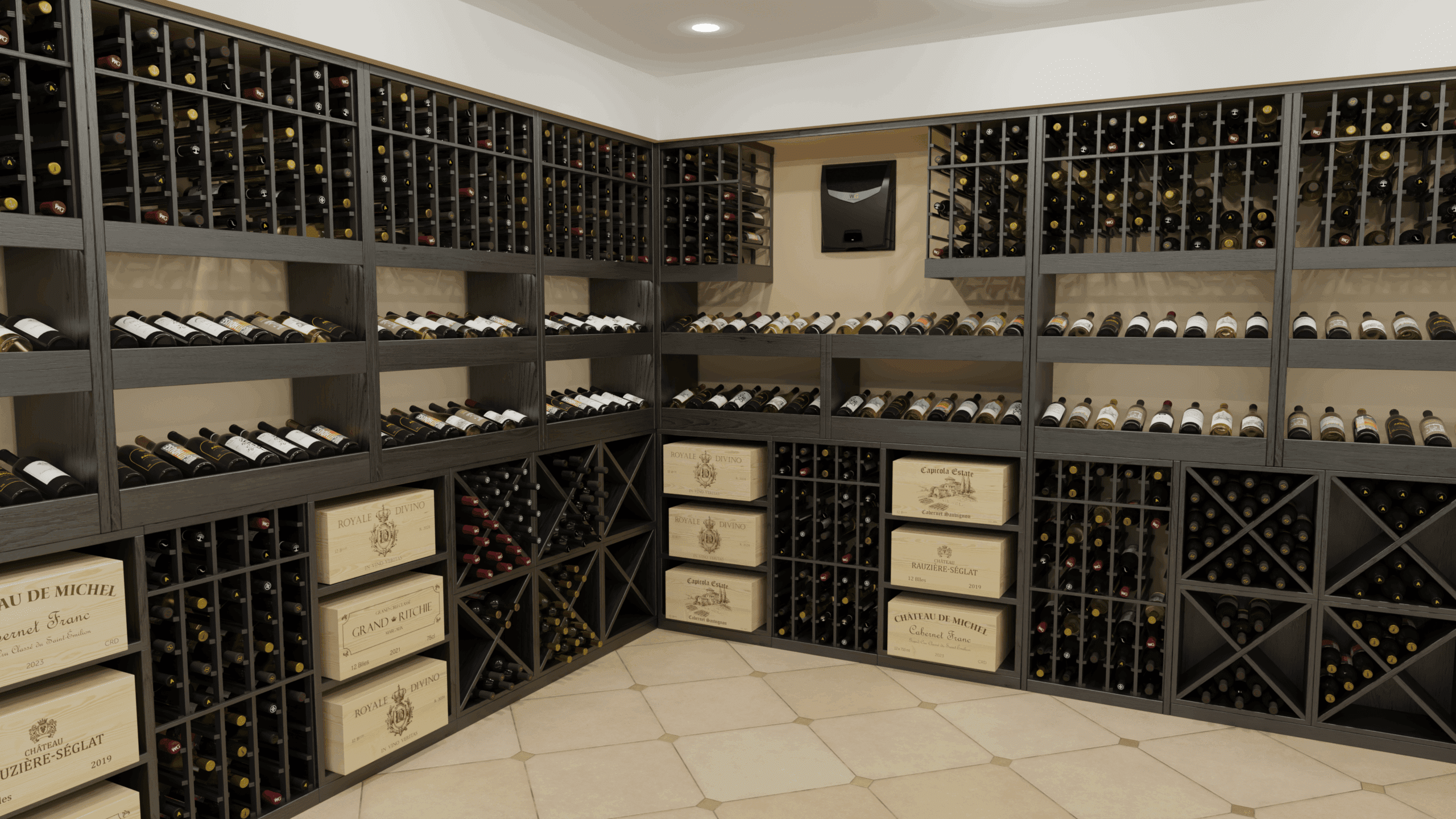 Through-the-Wall unit installed in a modern mid-sized wine cellar